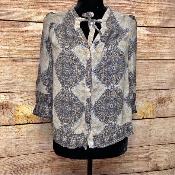 Joie Silk Button Down Tie Blouse - Picture 1 of 6